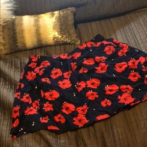 Floral navy blue and red mini skirt